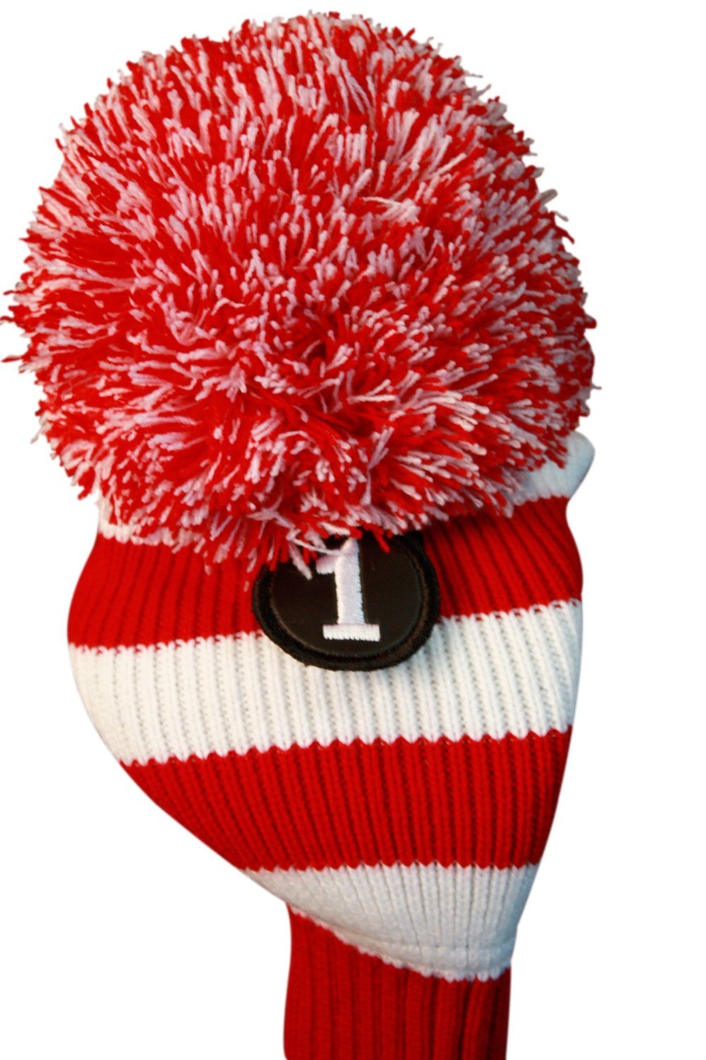 Red White Golf Headcover New MAJEK #1 Fits 460cc OS Oversized Long Neck Driver Knit Pom Pom Retro Classic Vintage Longneck Golf Clubs Head cover