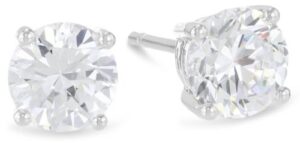 houston diamond district 3/4 carat solitaire diamond stud earrings round cut 4 prong push back 14k white gold (j-k color, eye clean clarity)