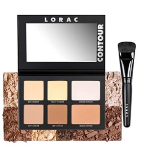 LORAC PRO Contour Palette & Contour Brush | Contour Powders & Highlighter Makeup | Mirror Compact