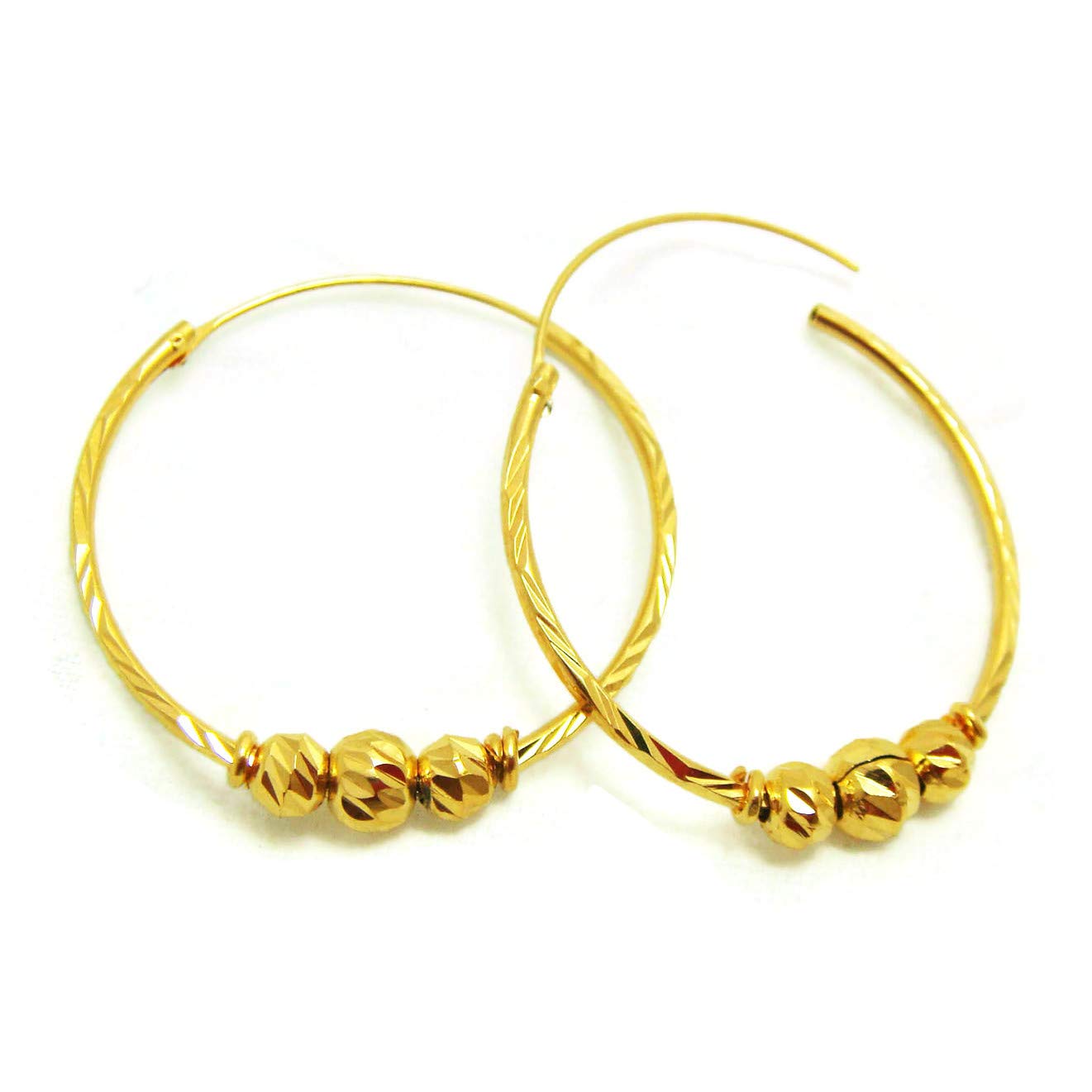 Hoops 22K 24K THAI BAHT YELLOW GOLD PLATED EARRINGS JEWELRY