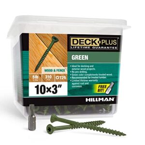 deck plus deck screws, 10 x 3" self drilling screws, green, 5 lb box, rust resistant, t25 star bit