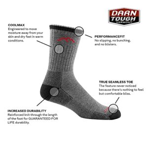 Darn Tough Coolmax Micro Crew Cushion Socks - Men's (Gray/Black, Large)