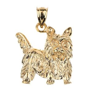 Polished 10k Yellow Gold Yorkshire Terrier Dog Charm Pendant