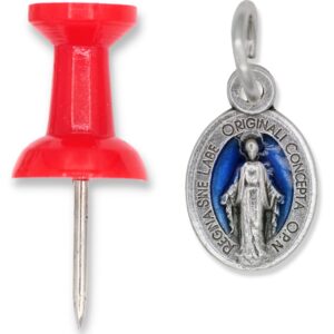 Caritas et Fides Pack of 10 - Mini Miraculous Medal Pendant for Charm Bracelet or Necklace, 1/2" Silver and Blue, Small - Made in Italy