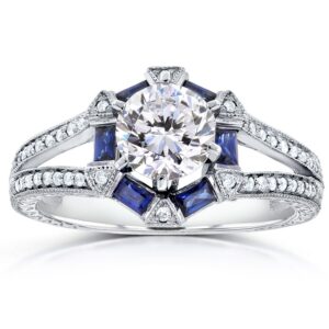 kobelli art deco moissanite engagement ring 14k white gold, size 5.5