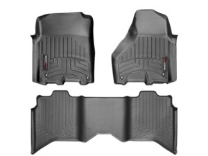 weathertech custom fit floorliners for ram truck 1500 classic, ram 1500 classic, ram 2500/3500, ram 1500 (crew cab, carpet floor) - 1st & 2nd row (444781-442163), black