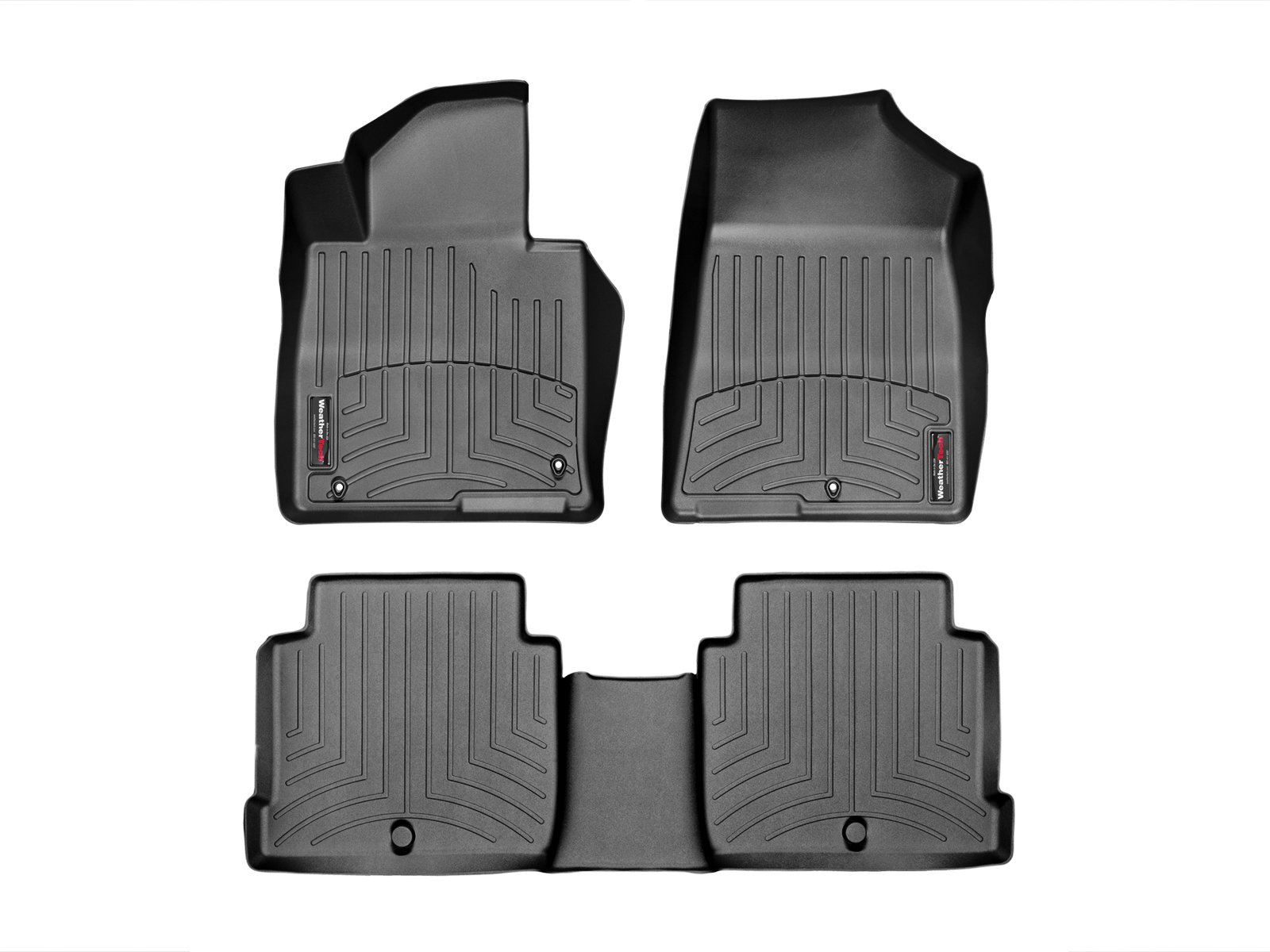 WeatherTech Custom Fit FloorLiners for Sonata, Sonata Hybrid, Optima, Sonata Plug-in Hybrid - 1st & 2nd Row (44666-1-2), Black