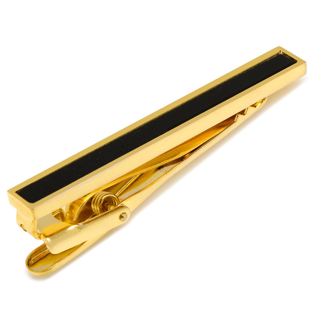 Ox and Bull Trading Co. Gold and Onyx Inlaid Tie Clip