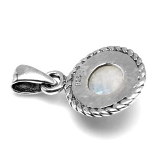 Silvershake Natural Moonstone 925 Sterling Silver Rope Solitaire Pendant with 18 Inch Chain Necklace