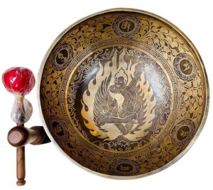 singing bowl nepal -12 inches master healing"buddha shakti carved tibetan singing bowl,meditation bowl, tibetan bowls, free singing bowl silk cushion, striker and drum stick