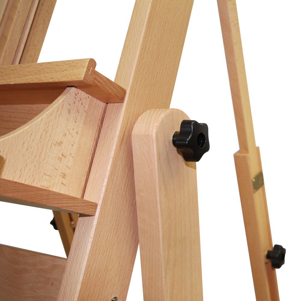 Mont Marte Tilting Studio Wooden Floor Easel. Height Adjustable Extra Large H-Frame Featuring a Large Tilt Range. Castor Wheels Allow Easy Movement and Can Be Locked into Place.