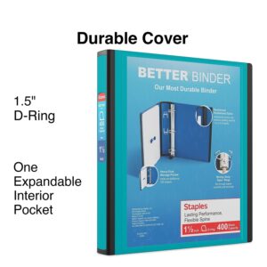 Staples 651742 1.5-Inch 3-Ring Better Binder Teal (13468-Cc)