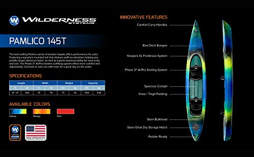 Wilderness Systems Pamlico 145 | Sit Inside Recreational Kayak | Tandem Kayak | 14' 6" | Red