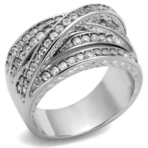 Marimor Jewelry Women's Round Cut Cubic Zirconia Stainless Steel Anniversary Ring Size 7