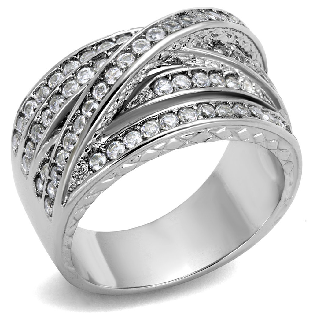 Marimor Jewelry Women's Round Cut Cubic Zirconia Stainless Steel Anniversary Ring Size 5