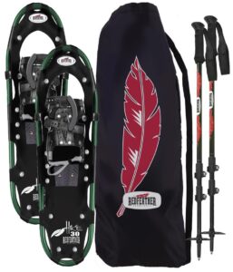 redfeather women's hike 25 inch recreational series snowshoe kit with sv2 bindings, ski poles and carry bag - 157510kit