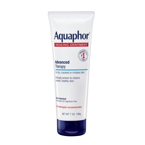 Aquaphor Healing Ointment Advanced Therapy Skin Protectant, Body Moisturizer for Dry Skin, Minor Cuts and Burns, Dry Cuticles, Cracked Heels, Hands and Lips, 7 Oz Tube