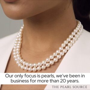 The Pearl Source 6.5-7.0mm AAA Quality Double Strand White Freshwater Cultured Pearl Necklace for Women in 17-18" Princess Length