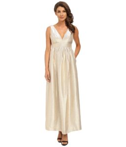 jill jill stuart women's sleeveless deep v lurex satin dress, gold, 10