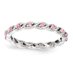 breast cancer awareness sterling silver stackable expressions created pink sapphire ring size 9