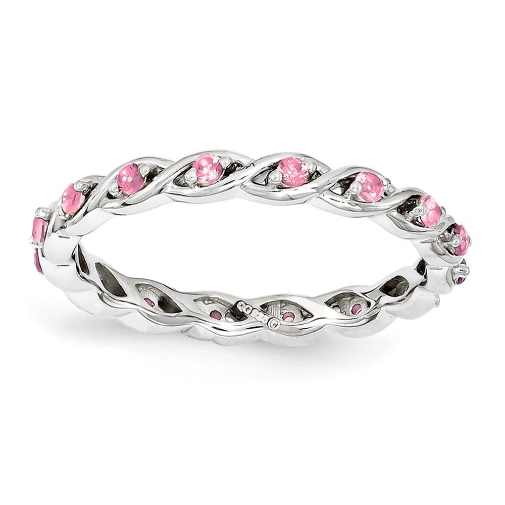 Breast Cancer Awareness Sterling Silver Stackable Expressions Created Pink Sapphire Ring Size 9