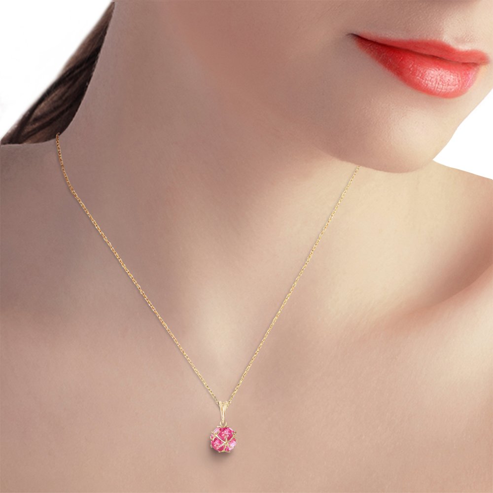 Galaxy Gold GG 3.70 Carat 14k 20" Solid Gold Necklace with Natural Pink Topaz