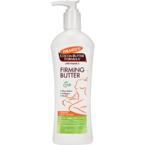 palmer's cocoa butter formula with vitamin e + q10 firming butter body lotion, postpartum essentials skin care, shea butter, collagen and elastin, 10.6 fl oz