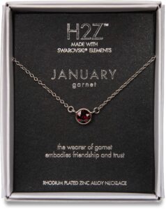 pavilion gift company h2z 16216 january garnet birthstone necklace with 18" chain, brass, small