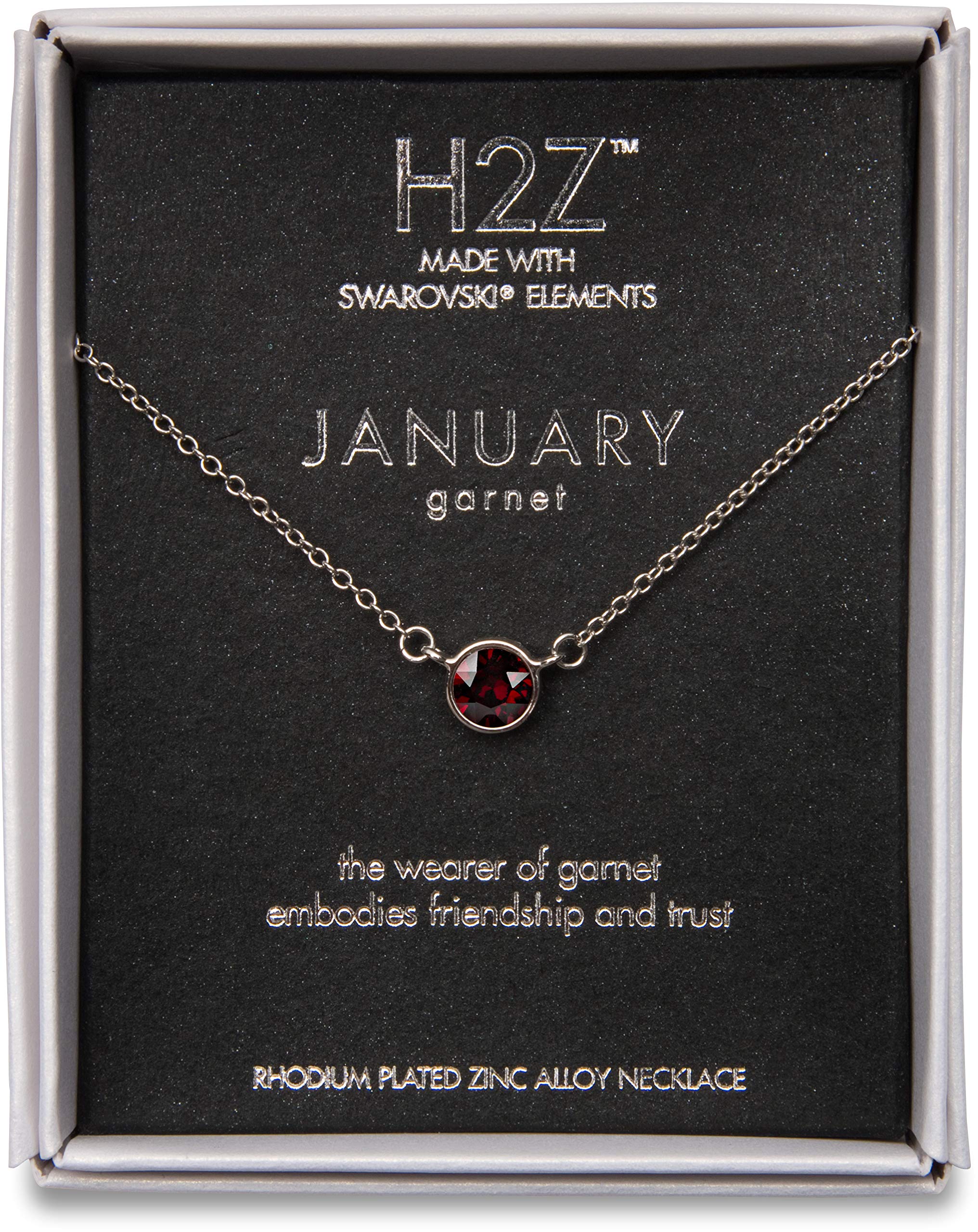 Pavilion Gift Company H2Z 16216 January Garnet Birthstone Necklace with 18" Chain, Brass, Small