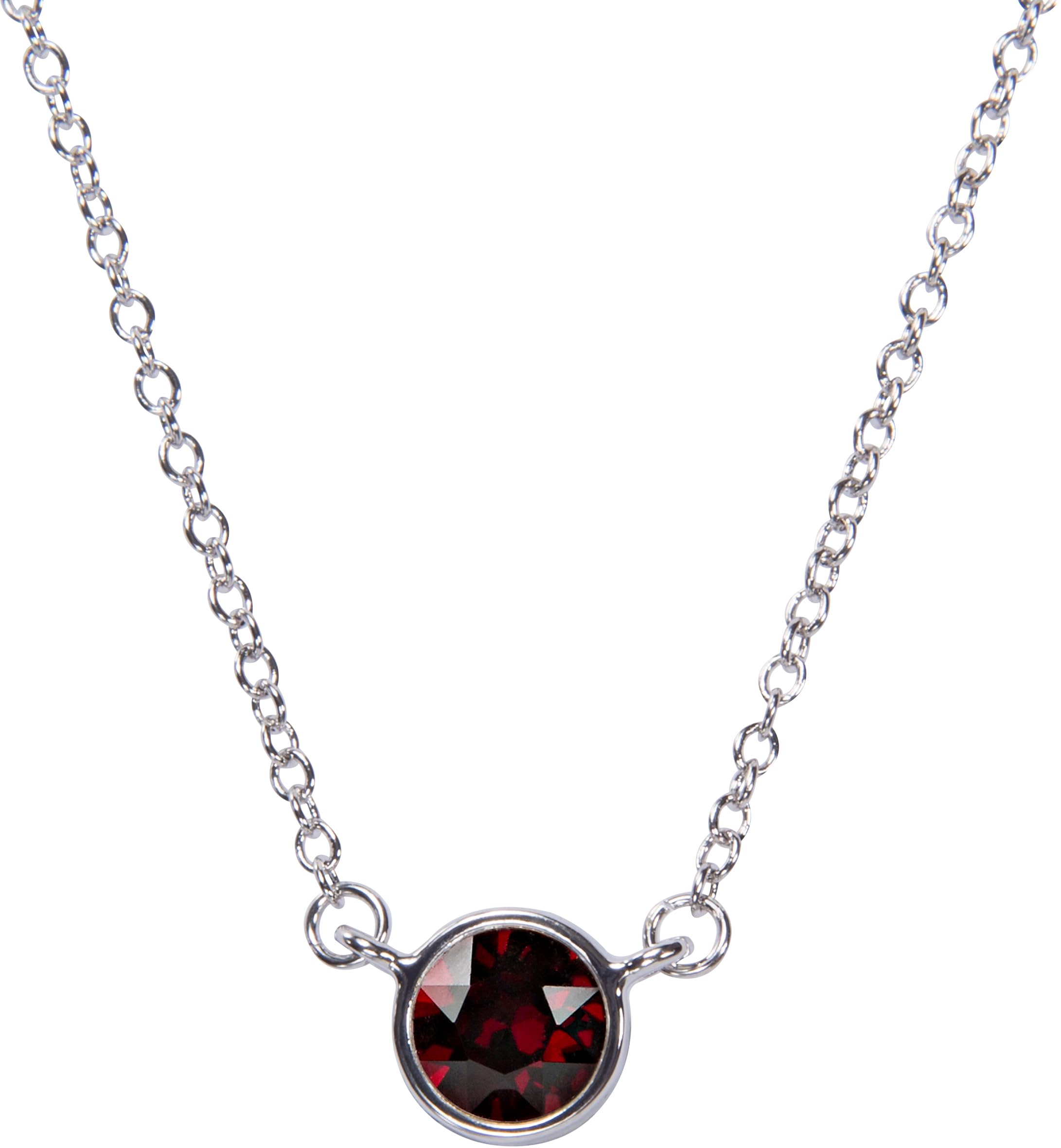 Pavilion Gift Company H2Z 16216 January Garnet Birthstone Necklace with 18" Chain, Brass, Small