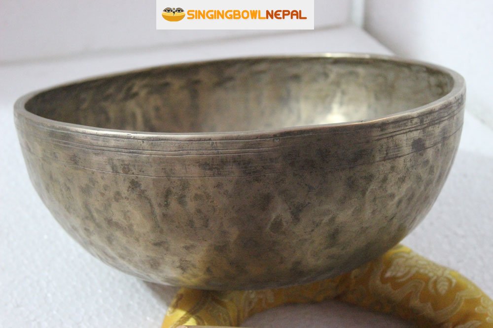 12" Old E Note Tibetan Singing Bowl, Meditation Bowl, Tibetan Bowls, Free Singing Bowl Silk Cushion, Striker and Drum Stick