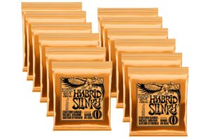 ernie ball hybrid slinky electric guitar strings, nickel wound, lot/12, p02222