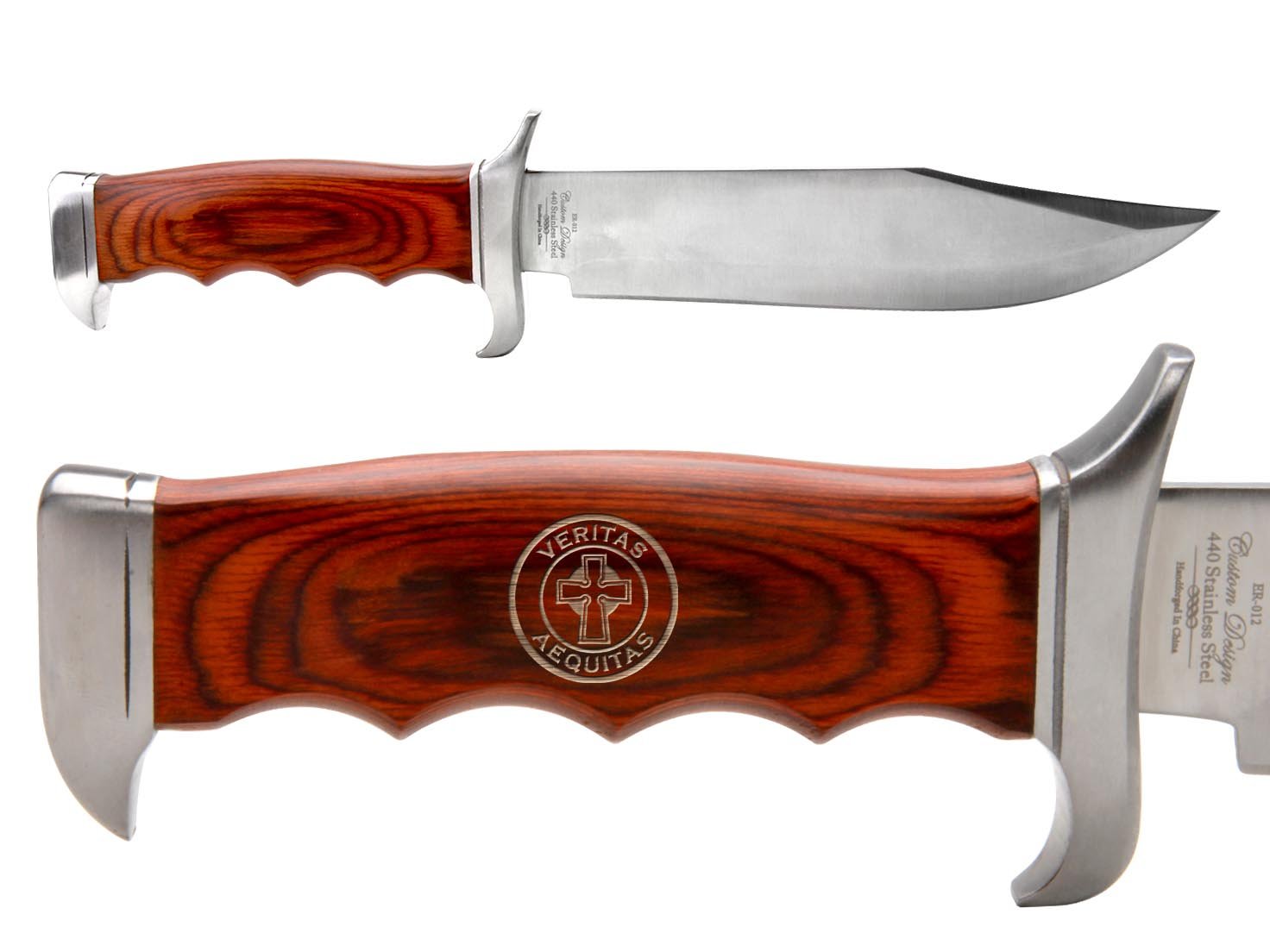 NDZ Performance Elk Ridge Outdoor Hunting Fixed Blade Full Tang Knife Veritas Aequitas Circle