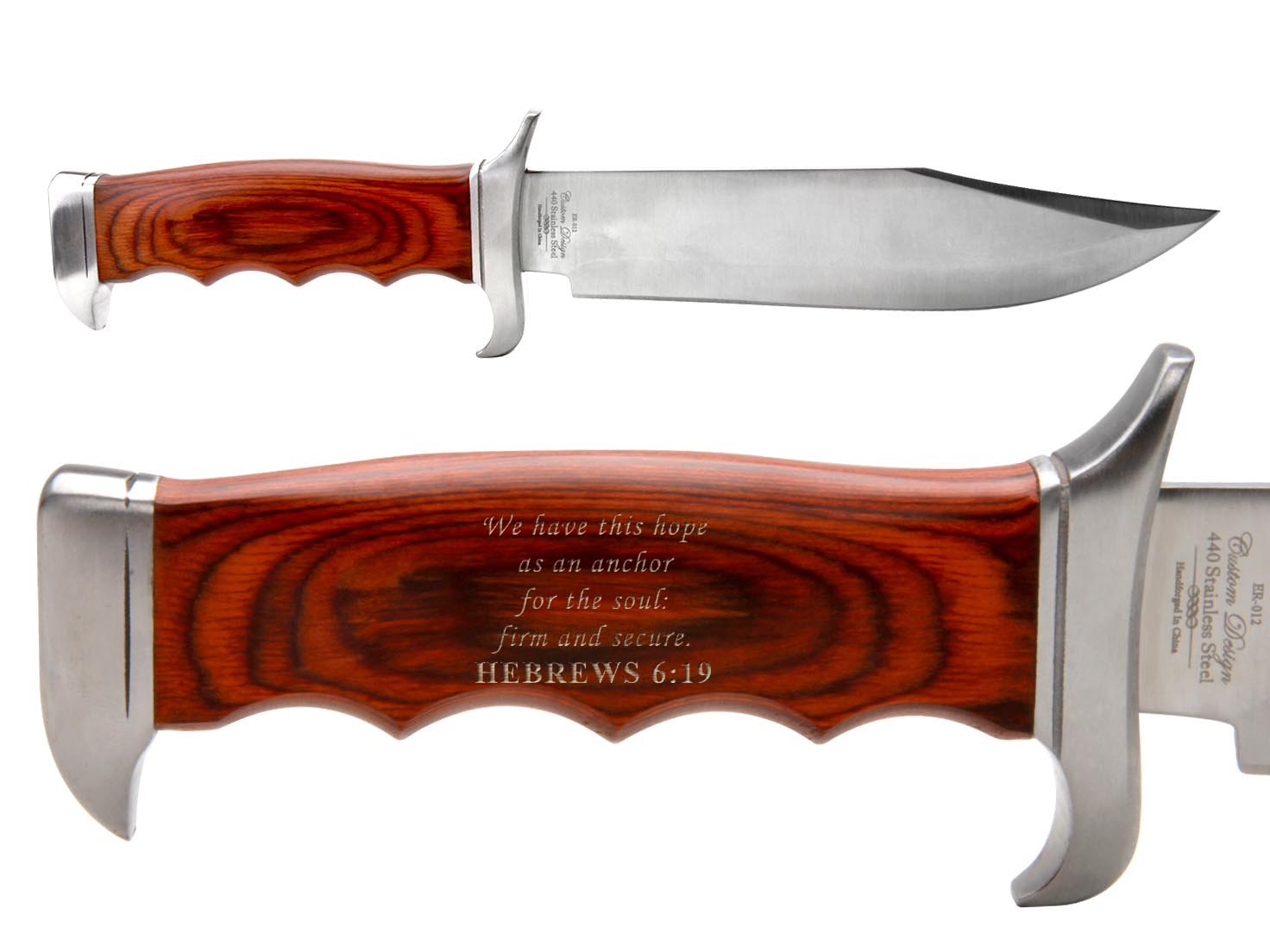 NDZ Performance Elk Ridge Outdoor Hunting Fixed Blade Full Tang Knife Bible Hebrews 6:19