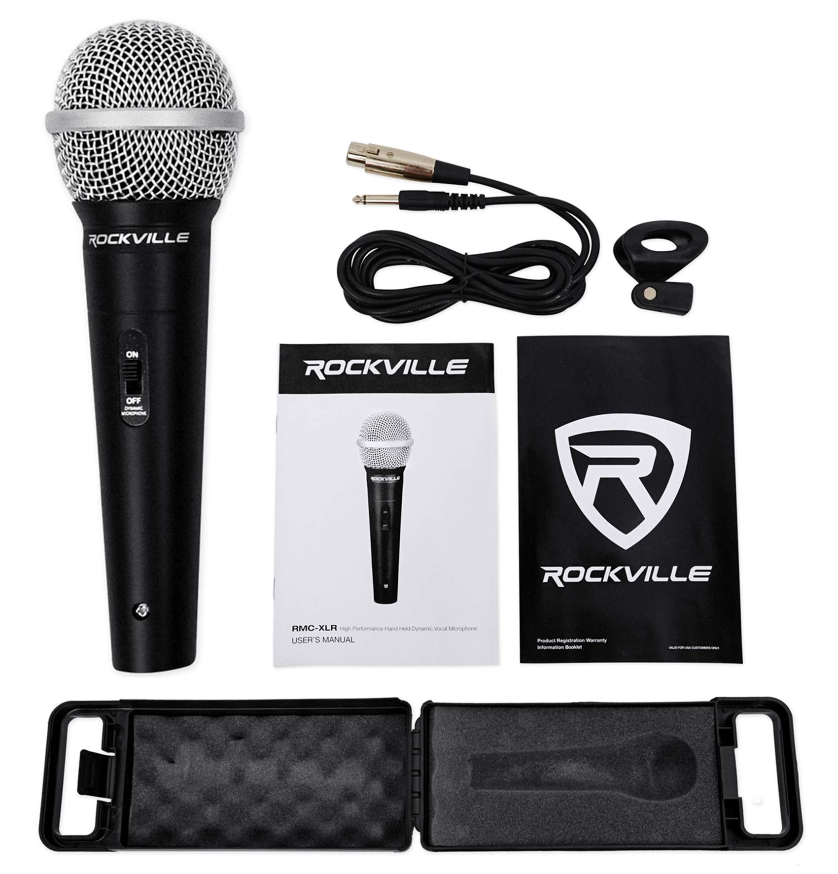 Rockville 4 RMC-XLR Dynamic Cardioid Professional Metal Microphones W/XLR Cable