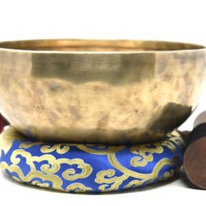 8" Large Hand-hammered Tibetan Singing Bowl for Meditation, Healing, Mindfulness, Relaxation ~ Antique Finished Bowl, Wooden Mallet, drum-stick, Silk Made Cushion