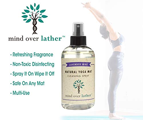 Mind Over Lather 100% Natural Yoga Mat Cleaning Spray | Works with All Mats | Cleans and Restores Using Essential Oils Naturally | Calming (Lavender Mint)