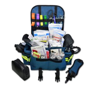 lightning x small first responder emt ems trauma bag stocked first aid fill kit b (navy blue)