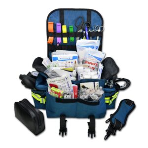 Lightning X Small First Responder EMT EMS Trauma Bag Stocked First Aid Fill Kit B (Navy Blue)