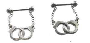 body accentz nipple shield rings barbell barbells handcuffs sold as a pair 14 gauge