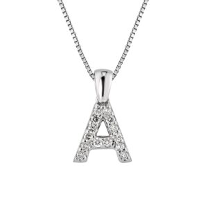 diamond wish 14k white gold letter a diamond a to z initial pendant necklace (1/10cttw) with 18-inch chain