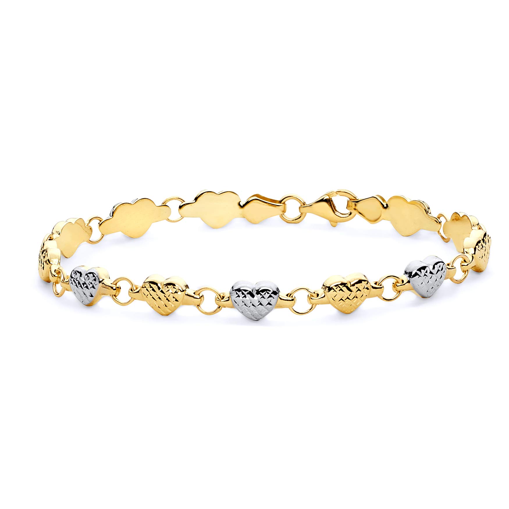 14k REAL Two Tone Gold Stampato Bracelet - 7.25"