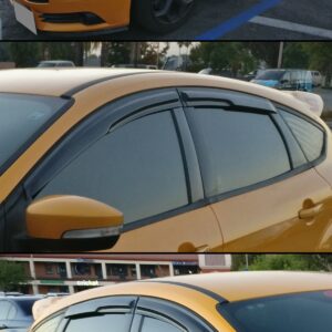 3D Style Smoke Tinted Window Visor Shade Rain Guard Compatible with 2009-2018 Ford Focus 4 Door Hatchback ST