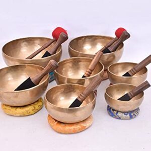 Chakra Healing Tibetan Singing Bowl - Set of 7 - Hand Hammered Tibetan Meditation Singing Bowl Nepal