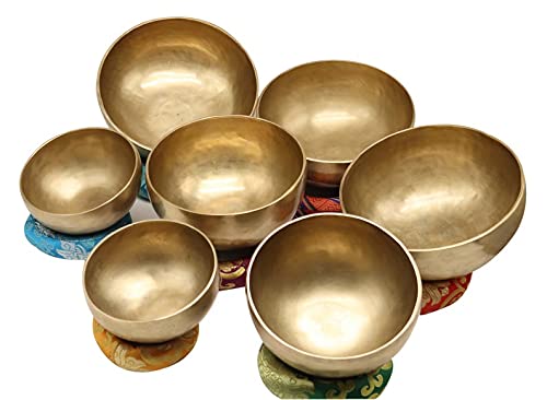 Chakra Healing Tibetan Singing Bowl - Set of 7 - Hand Hammered Tibetan Meditation Singing Bowl Nepal