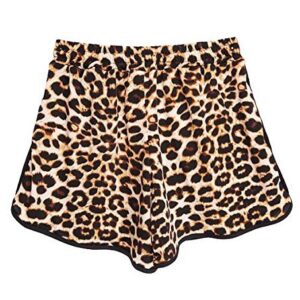 Kafeimali Women's Fashion Summer Leopard Beach Shorts Casual Short Pants (M)