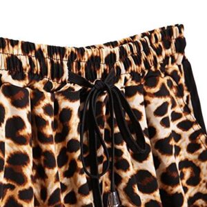 Kafeimali Women's Fashion Summer Leopard Beach Shorts Casual Short Pants (M)