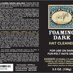 Bickmore Foaming Dark Hat Cleaner | Remove Dirt, Dust, Fingerprints & Sweat Stains - Great for Fur - Felt Cowboy Hats, Baseball Hats & More