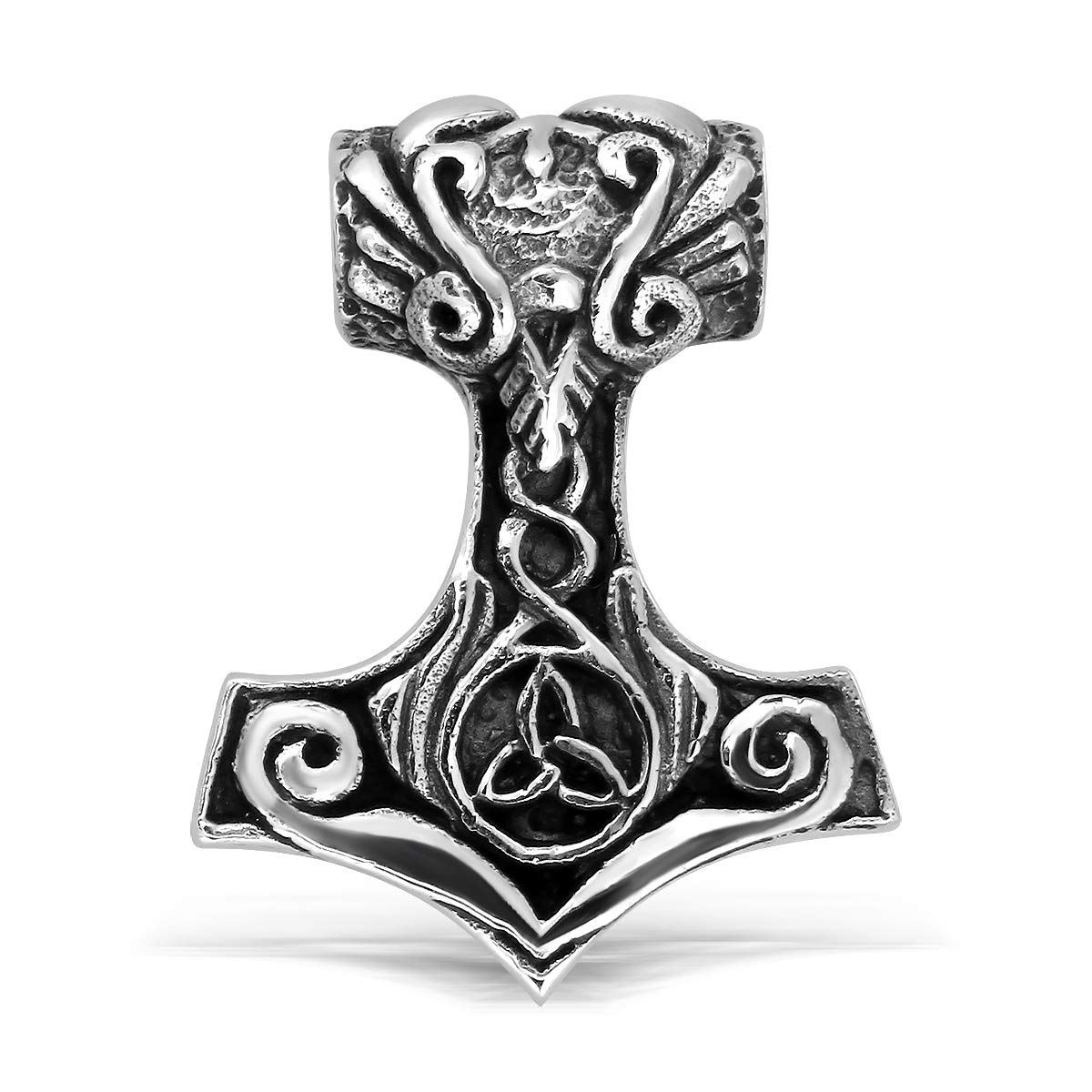 WithLoveSilver Sterling Silver Trinity Celtic Viking Amulet Hammer of Thor (Mjolnir) Pendant