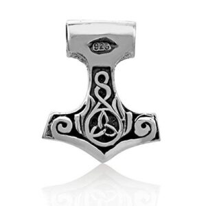 WithLoveSilver Sterling Silver Trinity Celtic Viking Amulet Hammer of Thor (Mjolnir) Pendant